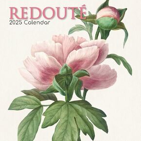 The Gifted Stationary 2025 Square Wall Calendar, Redouté, 16-Month Arts & Antiques Theme Hanging Calendar with 180 Reminder Stickers, Month Planner for Home, or Creative Spaces, 12x12 In