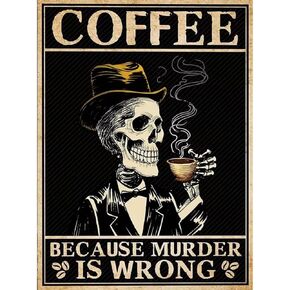 GLOYER DIY 5D Diamond Painting Kits for Adults,Cute Skull Diamond Painting Art Kits Full Drill Diamond Dots Paintings with Diamonds Gem Art(Coffee Because Murder is Wrong)