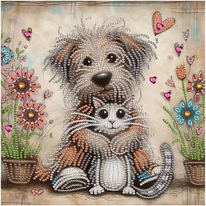 Sanjee 5D Special Shape Diamond Art Kits for Beginners, Cute Dog Diamond Painting Kits for Adults, Crystal Rhinestones Diamond Painting for Home Wall Decoration Gift, 12×12inch