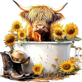 CEOVR Highland Cow Diamond Painting Kits, Cow Diamond Art Dots for Adults Beginners, 5D Full Drill DIY Crystal Gem Art, Adult Crafts Kits Arts and Crafts, Wall Decor for Home Office 12x12inch