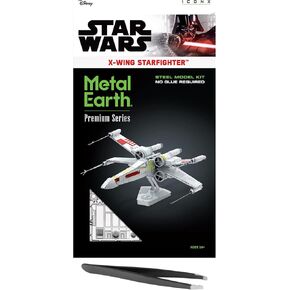 Metal Earth Fascinations Premium Series Star Wars X-Wing Starfighter 3D Metal Model Kit Bundle with Tweezers