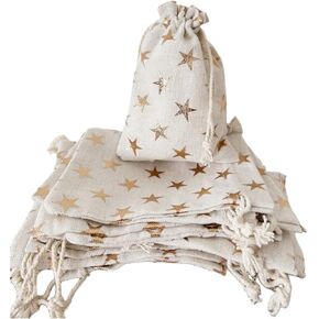 20 Pack 4×5.6 Inch Star Burlap Drawstring Bags for Party Supplies