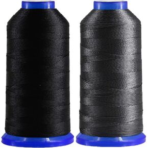 Selric [2600Yards / Black + Grey] Pack of 2 Tex 90 Bonded Nylon Thread for Leather Sewing 280D/3 T90#92 Heavy Duty Upholstery Thread for Leather and Other Heavy Fabric