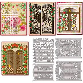 GLOBLELAND Heart Door Cutting Dies Rose Vine Die Cuts Garden Flower Door Cutting Dies for DIY Scrapbooking Card Making Journal Embossing Paper Craft Decor