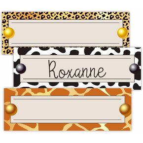 Boho Print Name Tags Labels Stickers - Multi Purpose Self Adhesive Name Plates - Set of 30-3 X 9 Inches - Desk Label, Locker Stickers for School, Classroom, Office Supplies - A1
