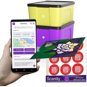 Smart QR Label System Using AI for Inventory and Organization (90 Stickers - 45 White and 45 in Five Colors - 2cm Diameter)