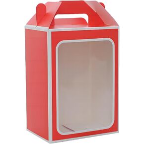 HANSWARE 2PCS Clear Window Big Gift Boxes for Presents Large Gift Wrap Boxes Empty Medium Small Gift Boxes for Flower,Red-M