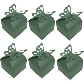 JINLYXHUI 50Pcs Candy Paper Boxes Candy Gift Boxes for Wedding Baptism Birthday Party Decorations (Butterfly, Dark Green)