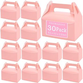30 Pack Treat Boxes Candy Boxes Treat Boxes,30 Pack Gable Boxes Party Favor Boxes,Gable Paper Gift Boxes with Handles,Pink Candy Boxes