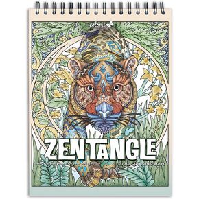 ColorIt Zentangle Spiral Bound Adult Coloring Book, 50 Zen Animal Kingdom Designs and Patterns for Meditation and Mindfulness, Thick Paper, Perforated Paper, Lay Flat Hard Cover, Ink Blotter Paper