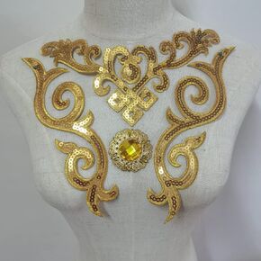 4pcs Gold Flower Applique Patches Clothing DIY Embroidery Sticker Blossom