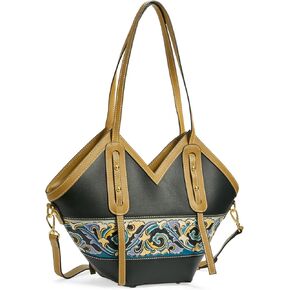 Shoulder Bags for Women, Genuine Leather Shoulder Bag for Women Hand Carved Painted Leather Clutch Saddle Bag with 2 Removable Strap Cute Hobo Tote Underarm Purse（Black）