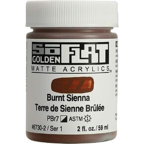 SoFlat Matte Acrylics by GOLDEN, Burnt Sienna, 2 fl. oz. Jar, Professional Acrylic Paint, Semi-Opaque