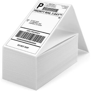 Fanfold 4 x 6 Direct Thermal Shipping Labels with Perforations, Strong Permanent Adhesive, White Mailing Labels for Thermal Printer(1 Stack/500 Labels)
