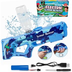Ultimate Fun Hybrid Manual/Electric Water Gun for Adults and Kids 6+, 32ft Long Range Automatic Electric WaterGun, Auto Suction Squirt Gun, Powerful Water Blaster Pistol, Perfect Cool Summer Gun Toy
