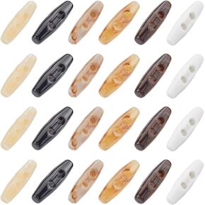 GORGECRAFT 72Pcs 6 Colors Acrylic Toggle Buttons 1.6x0.5 2 Holes Horn Olive Shape Sweater Coats Buttons Replacement for Jacket Clothing Sewing DIY Art Craft Black White Coconut Brown, Hole: 5mm