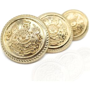 Kingdom Silver Metal Shank Buttons - 12 Pcs - 4 Size Options - Luxury Twin Lion Crown Metal Shank Buttons for Men Women Blazer Coat Uniform Shirt Suit and Jacket Sewing Craft DIY G5243…