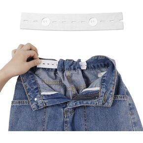 6pcs Elastic Waist Adjuster, Kids Waist Adjuster Jeans Button Tightener Waist Adjuster for Pants Elastic Waist Band Extender for Men Women (White) in Kuwait
