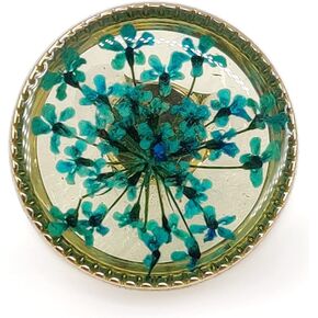Cyan-Blue Flower Inclusion Glass Sewing Shank Buttons 20 Pcs - 18mm, 23/32"