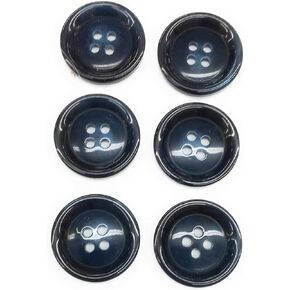 6 Shiny Navy Blue Buttons Set- 7/8" Tailored 4 Hole Sew On Buttons for Sportcoat, Dress,Blazer, Sport Coat and Jackets Sport Coats 6pc.