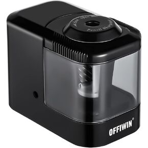 Electric Pencil Sharpener for 6-8mm No.2/Colored/Watercolor/Charcoal Pencils,Adapter/USB/Battery Operated in School/Classroom/Office/Home(Black)