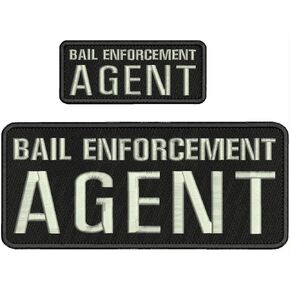 SMLTH Quality Embroidery Patch 4x10 & 2x5 Hook On Back Blk/Silver - Bail Enforcement Agent