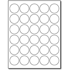 1.5" Round White Adhesive Labels - 30 per Sheet - Printable with Inkjet/Laser - 100 Sheets / 3000 Labels