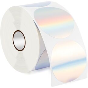 400pcs Holographic Thermal Labels, Silver Thermal Sticker Labels Self-Adhesive Thermal Printer Stickers Premium Thermal Stickers Roll for QR Code DIY Logo Design Name Price Tag(1.97x1.97")