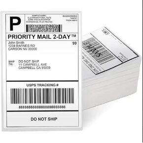 Thermal Printing and Shipping Labels,Fanfold 4 x 6 Direct Thermal Labels (100 * 150mm),Perforated White Water proof, Oil proof and scratch resistant Pack of 500