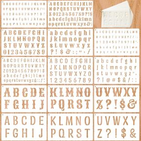 1/2, 3/4, 1, 2 Inch Letter Stencils for Painting, 14 Pack Reusable Plastic Alphabet and Number Stencils for Crafts Art Projects