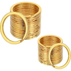 Giantree 40 Pcs Gold Metal Flat Key Rings, 2 Size Heavy Duty Round Split Keyring for Carabiner Clip Office Home DIY Crafts Keychains Dog Tag Ring