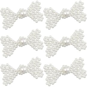WANDIC White Strip Shape Pearl Fasteners, 6Pairs Chinese Knot Frog Buttons Closure Sewing Fasteners for DIY Sewing Cheongsam Outfit Decoration
