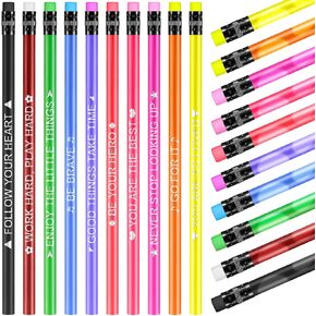 Eersida 40 Pcs Color Changing Mood Pencil with Motivational Sayings, 2B, Fun Assorted Thermochromic Pencils with Eraser(Bright Color,Positive)