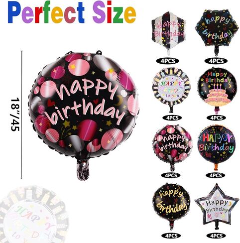 32 قطعة من بالونات رقائق الألومنيوم لحفلات عيد الميلاد السعيد - بالون مايلر العائم من الهيليوم مقاس 45.72 سم لمستلزمات زينة حفلات أعياد الميلاد، 8 أنماط (مجموعة 05) in Kuwait