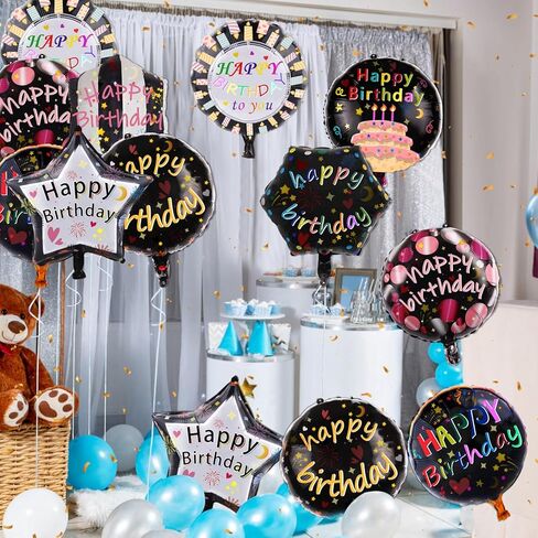 32 قطعة من بالونات رقائق الألومنيوم لحفلات عيد الميلاد السعيد - بالون مايلر العائم من الهيليوم مقاس 45.72 سم لمستلزمات زينة حفلات أعياد الميلاد، 8 أنماط (مجموعة 05) in Kuwait