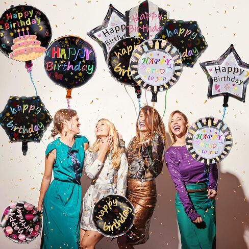 32 قطعة من بالونات رقائق الألومنيوم لحفلات عيد الميلاد السعيد - بالون مايلر العائم من الهيليوم مقاس 45.72 سم لمستلزمات زينة حفلات أعياد الميلاد، 8 أنماط (مجموعة 05) in Kuwait