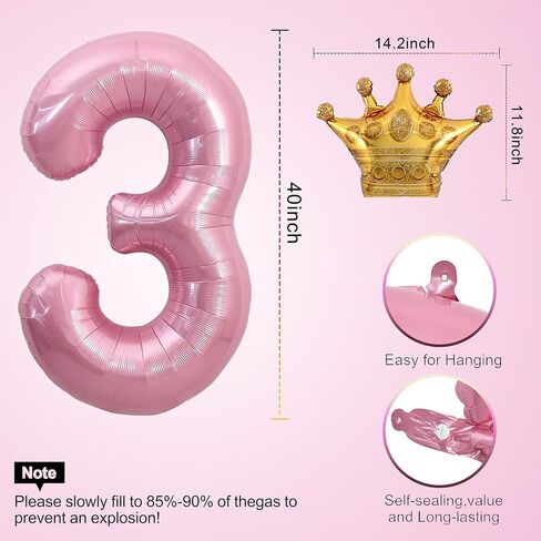 Pink 1 Balloon 40 Inch,Giant Number Balloon Mini Bow Balloon Set for Girl 1st Birthday Party Decorations,First Birthday Pink Theme Party Decorations,Pink Foil Mylar Birthday Digital Balloon in Saudi Arabia