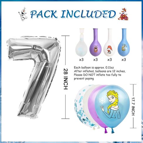 19 PCS Frozen Party Balloons Frozen Themed Birthday Party Foil Balloons Latex Balloons Frozen party Decoration For 4th birthday party(Sliver-4th) in Saudi Arabia