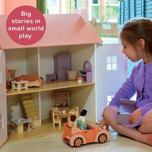 Mentari Toys - Dining Room - Wooden Dollhouse Furniture Set for Dollhouse Dining Room - Furniture Incl Table, 4 Charis, Sideboard and Other Accessories - Age 3+ in Saudi Arabia