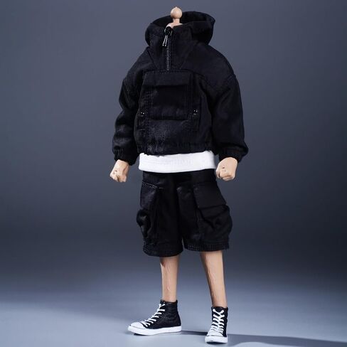 Meetoget 1/12 Scale Male Figure Doll overalls workwear polarized jacket Clothes for 6 inch Action Figure PM005US,Black in Kuwait