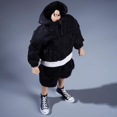 Meetoget 1/12 Scale Male Figure Doll overalls workwear polarized jacket Clothes for 6 inch Action Figure PM005US,Black in Kuwait