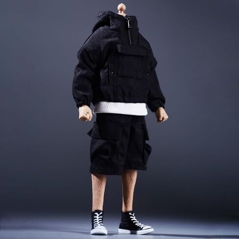 Meetoget 1/12 Scale Male Figure Doll overalls workwear polarized jacket Clothes for 6 inch Action Figure PM005US,Black in Kuwait