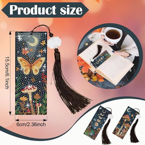 Anseal 3Pcs Diamond Painting Bookmark DIY Leather Tassel Bookmark for Kids Adult Beginners Christmas New Year Graduation Birthday Gift in Kuwait