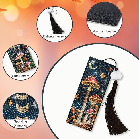 Anseal 3Pcs Diamond Painting Bookmark DIY Leather Tassel Bookmark for Kids Adult Beginners Christmas New Year Graduation Birthday Gift in Kuwait