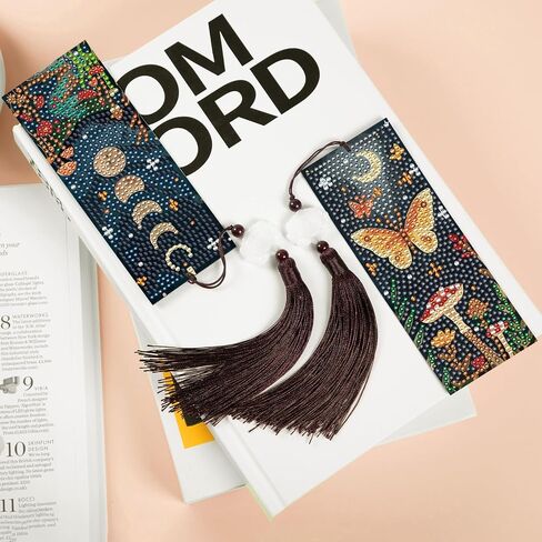 Anseal 3Pcs Diamond Painting Bookmark DIY Leather Tassel Bookmark for Kids Adult Beginners Christmas New Year Graduation Birthday Gift in Kuwait
