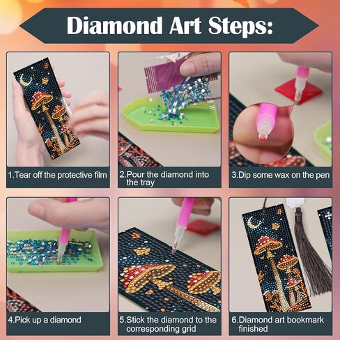 Anseal 3Pcs Diamond Painting Bookmark DIY Leather Tassel Bookmark for Kids Adult Beginners Christmas New Year Graduation Birthday Gift in Kuwait