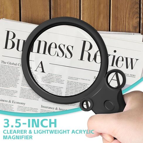 عدسة مكبرة للقراءة، عدسة مكبرة محمولة بإضاءة 60X 30X 15X 6X مع 4 مصابيح LED 1UV لكبار السن للقراءة والفحص والعملات المعدنية والمجوهرات (أسود) in Kuwait