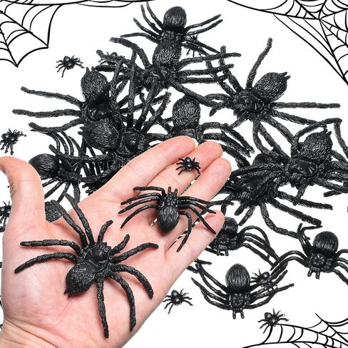 Skylety 30 Pieces Halloween Realistic Plastic Spider Toys Plastic Spider Black Scary Spiders Fake Spider for Boys Teens Adults Halloween Prank Props (3.14 x 2.36 Inch) in Saudi Arabia