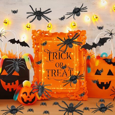 Skylety 30 Pieces Halloween Realistic Plastic Spider Toys Plastic Spider Black Scary Spiders Fake Spider for Boys Teens Adults Halloween Prank Props (3.14 x 2.36 Inch) in Saudi Arabia