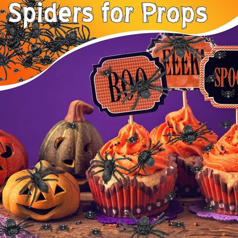 Skylety 30 Pieces Halloween Realistic Plastic Spider Toys Plastic Spider Black Scary Spiders Fake Spider for Boys Teens Adults Halloween Prank Props (3.14 x 2.36 Inch) in Saudi Arabia